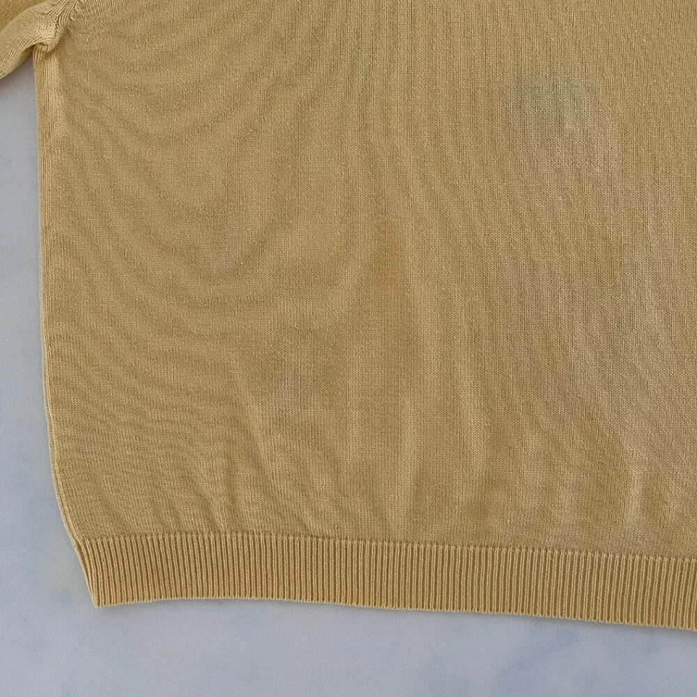 Alfred Dunner Bright Yellow Petite Floral Embroidered Short Sleeve Blouse - Picture 7 of 8